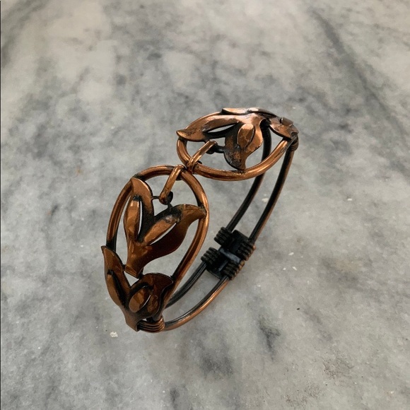 Vintage Burnished Copper Clamper Cuff Bracelet - Picture 6 of 6